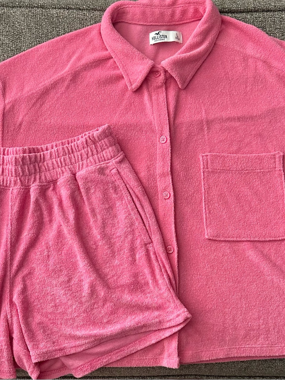 Hollister Bright Pink Terry Two-Piece Loungewear Set